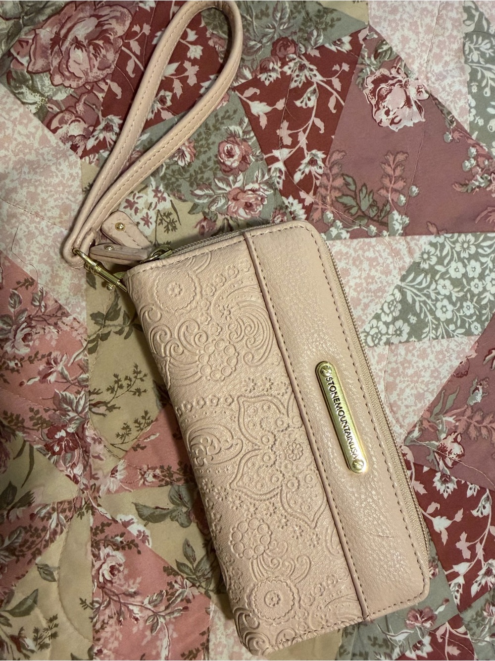 Stone Mountain Accessories Pale Pink Embossed Wristlet Clutch
